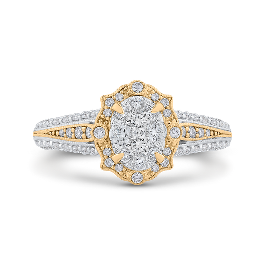 Round Diamond Engagement Ring in 14K Two Tone Gold