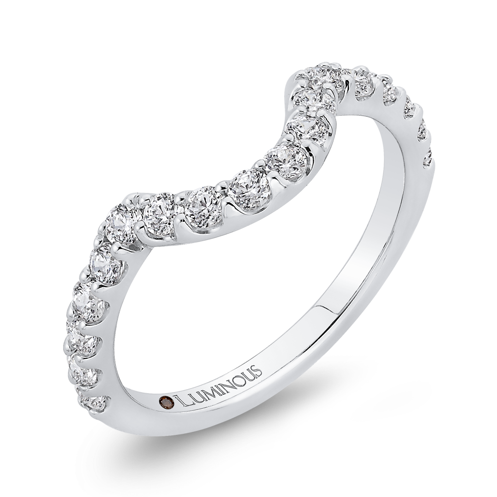 Round Diamond Half-Eternity Contour Wedding Band in 14K White Gold