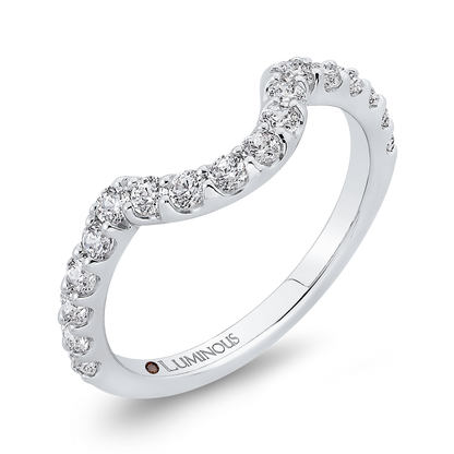 Round Diamond Half-Eternity Contour Wedding Band in 14K White Gold