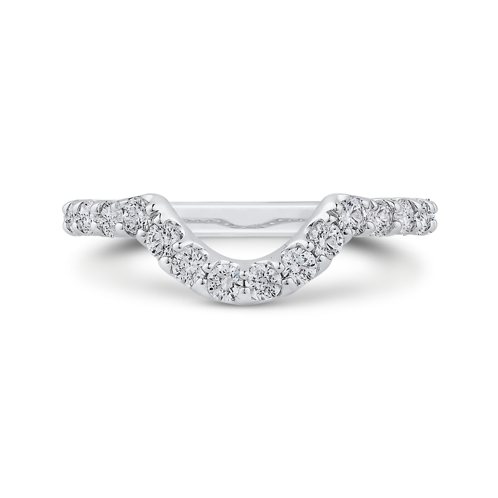 Round Diamond Half-Eternity Contour Wedding Band in 14K White Gold