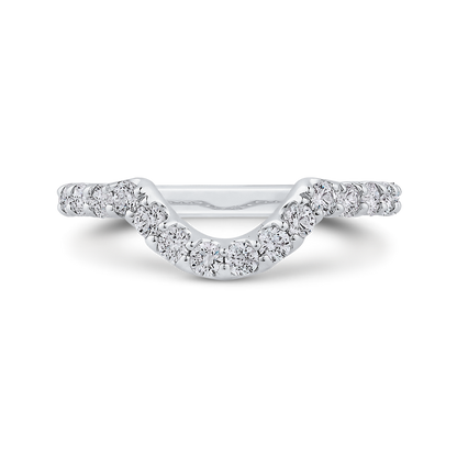 Round Diamond Half-Eternity Contour Wedding Band in 14K White Gold