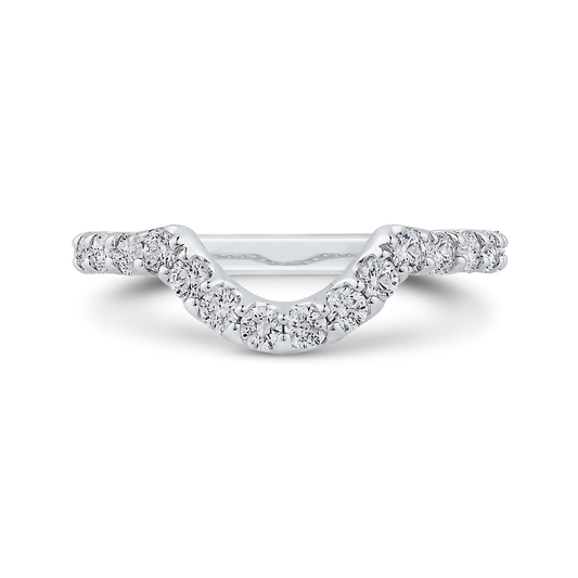 Round Diamond Half-Eternity Contour Wedding Band in 14K White Gold