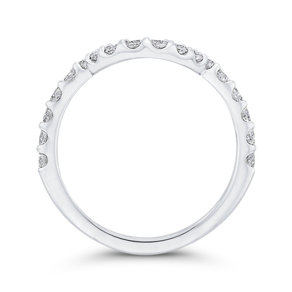 Round Diamond Half-Eternity Contour Wedding Band in 14K White Gold