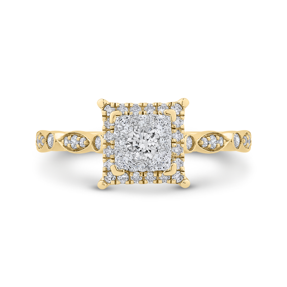 Diamond Halo Engagement Ring in 14K Two Tone Gold