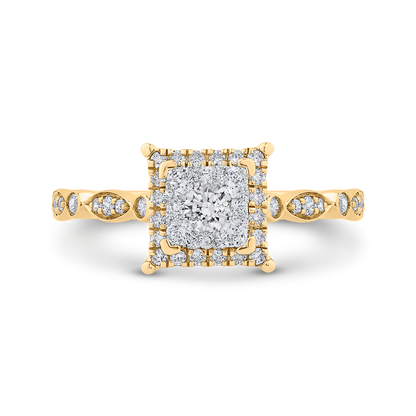 Diamond Halo Engagement Ring in 14K Two Tone Gold