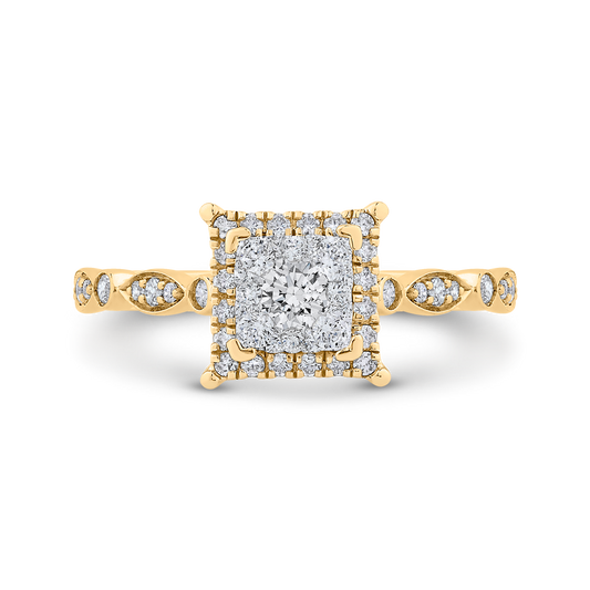 Diamond Halo Engagement Ring in 14K Two Tone Gold