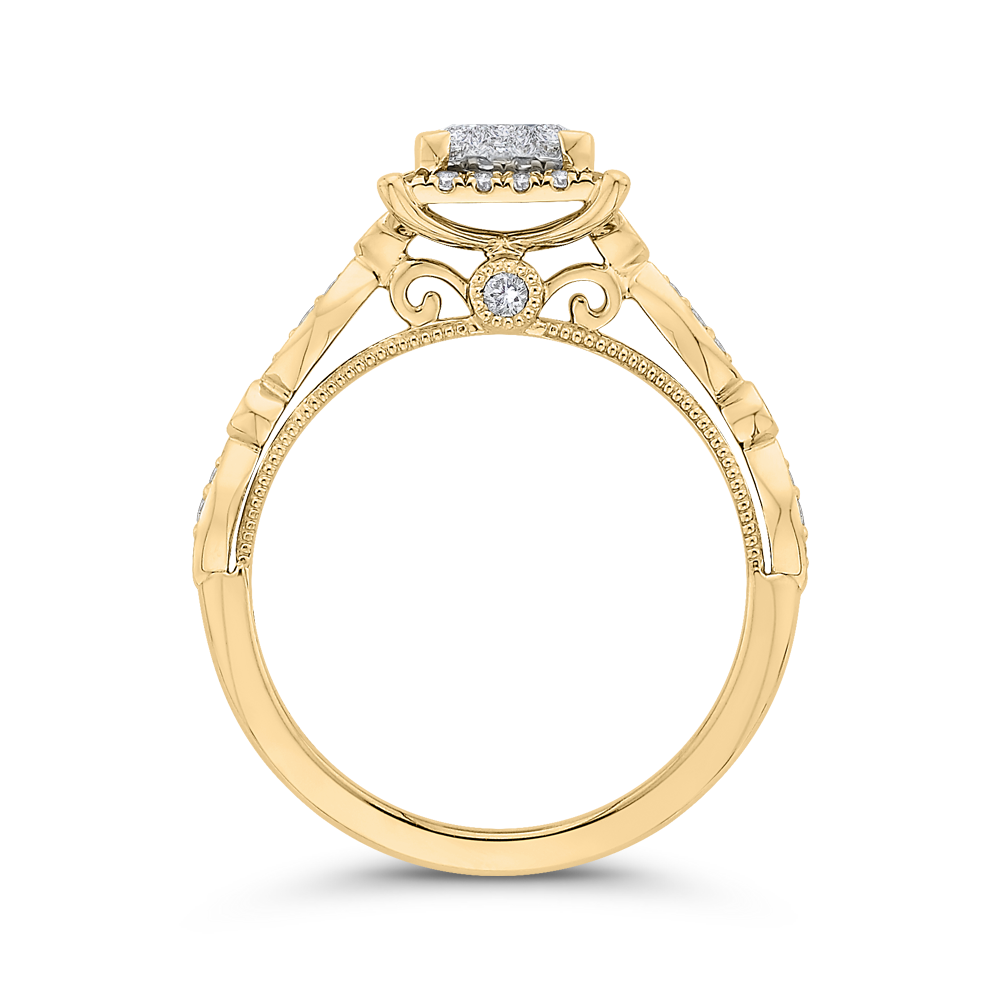 Diamond Halo Engagement Ring in 14K Two Tone Gold