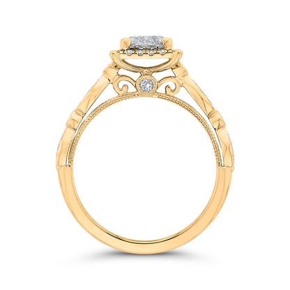 Diamond Halo Engagement Ring in 14K Two Tone Gold