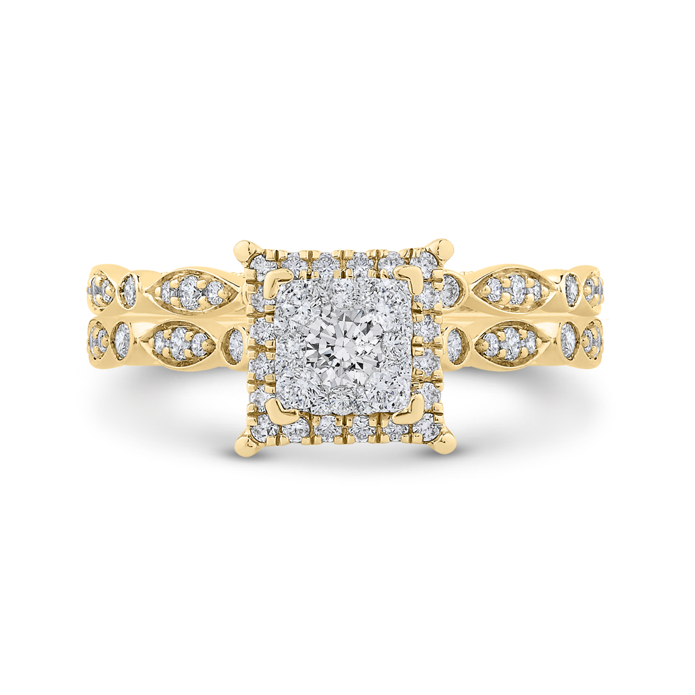 Diamond Halo Engagement Ring in 14K Two Tone Gold