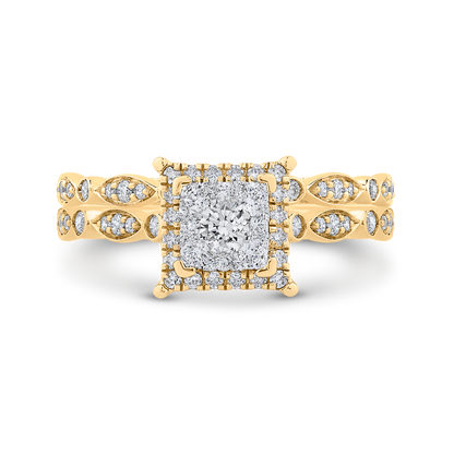 Diamond Halo Engagement Ring in 14K Two Tone Gold