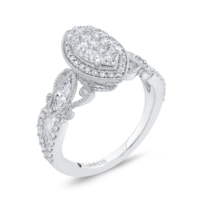 Diamond Halo Engagement Ring in 14K White Gold