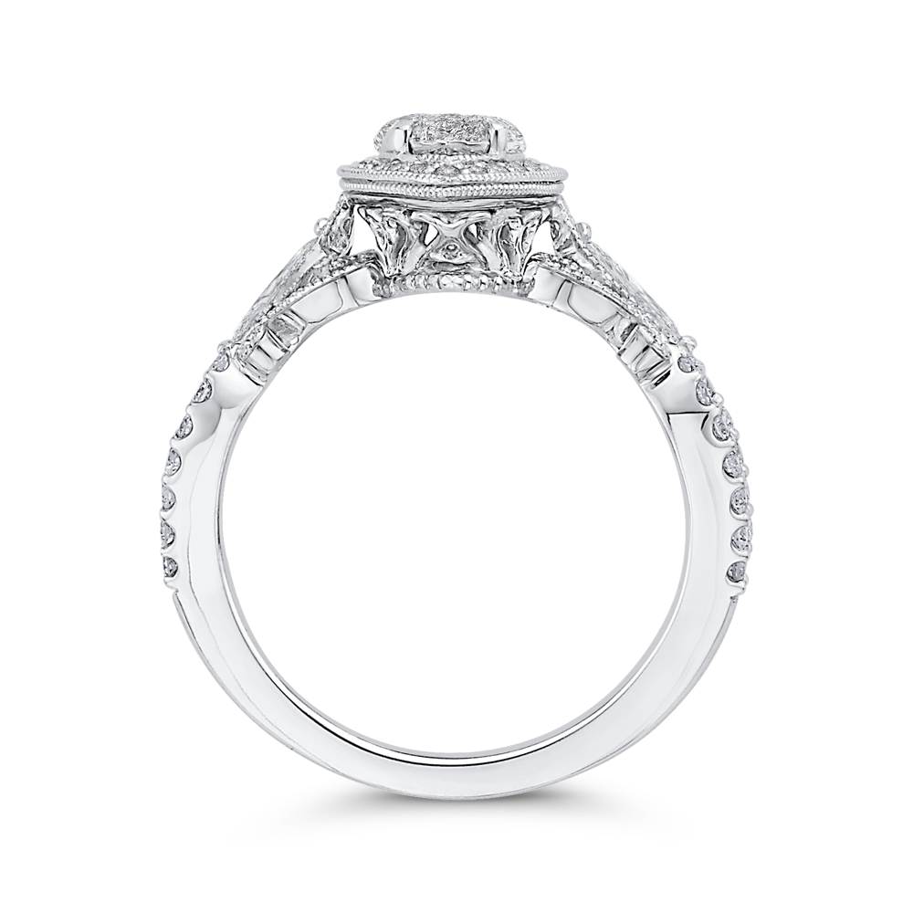 Diamond Halo Engagement Ring in 14K White Gold