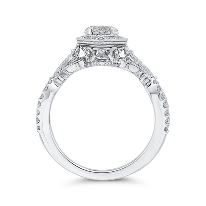 Diamond Halo Engagement Ring in 14K White Gold