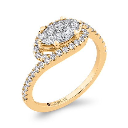Round Diamond Promise Engagement Ring in 14K Two Tone Gold