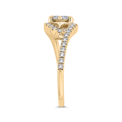 Round Diamond Promise Engagement Ring in 14K Two Tone Gold