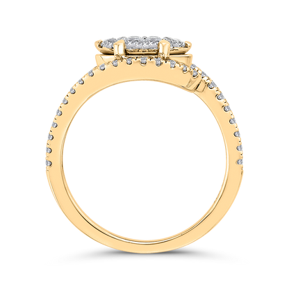 Round Diamond Promise Engagement Ring in 14K Two Tone Gold