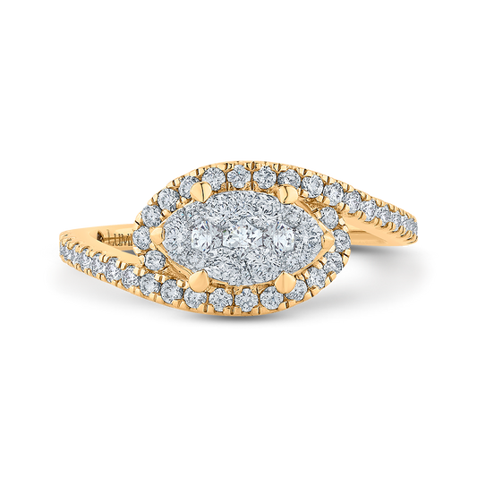 Round Diamond Promise Engagement Ring in 14K Two Tone Gold