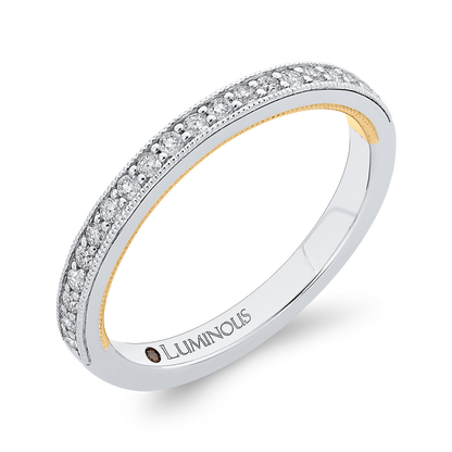 Round Diamond Wedding Band in 14K Two Tone Gold