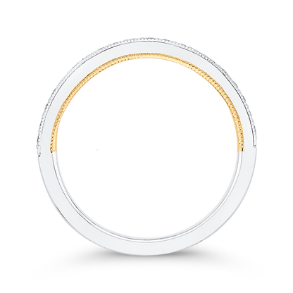 Round Diamond Wedding Band in 14K Two Tone Gold