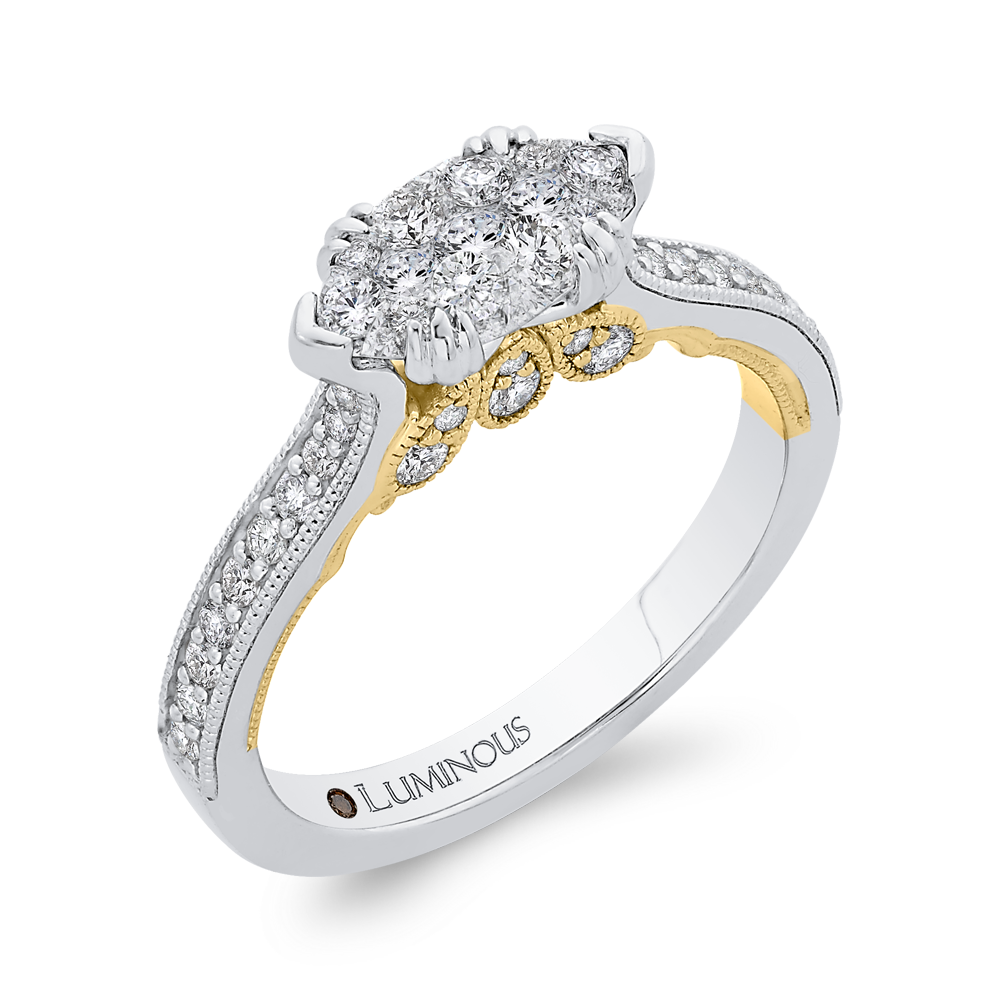 Round Diamond Engagement Ring in 14K Two Tone Gold