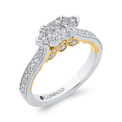 Round Diamond Engagement Ring in 14K Two Tone Gold