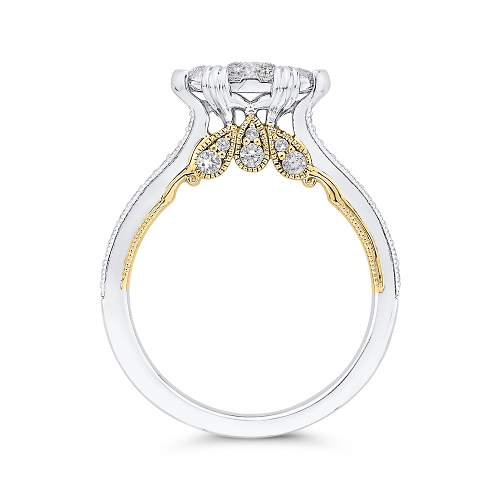 Round Diamond Engagement Ring in 14K Two Tone Gold