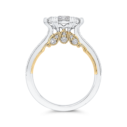 Round Diamond Engagement Ring in 14K Two Tone Gold
