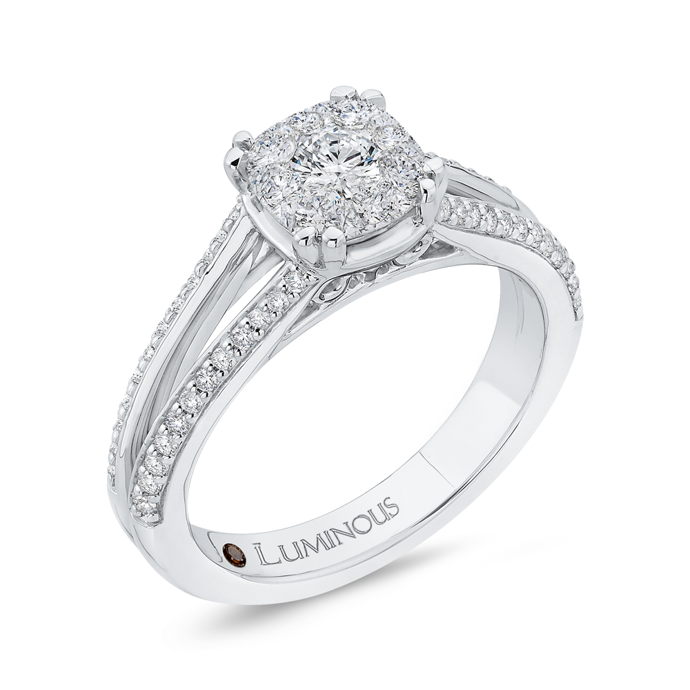 Round Diamond Engagement Ring in 14K White Gold