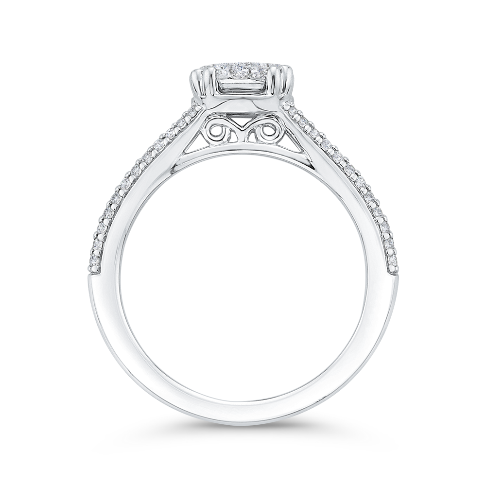 Round Diamond Engagement Ring in 14K White Gold