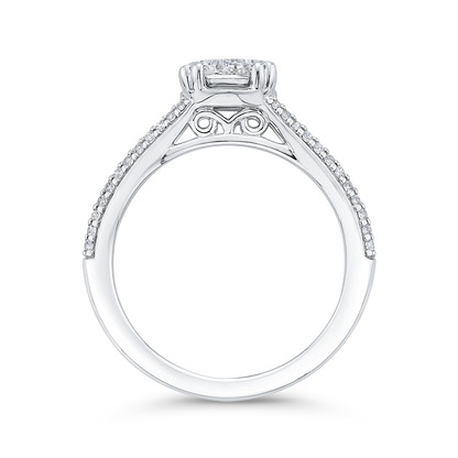 Round Diamond Engagement Ring in 14K White Gold