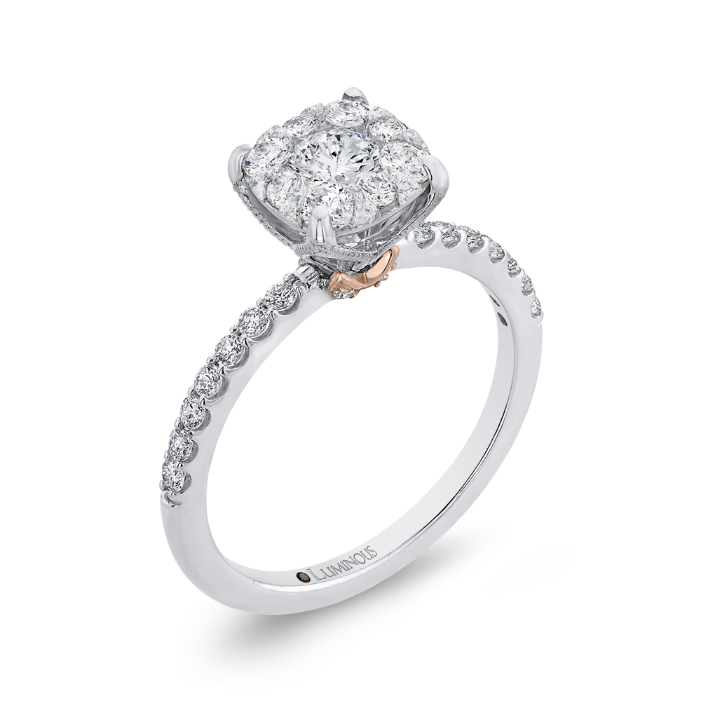 Round Diamond Engagement Ring in 14K Two Tone Gold