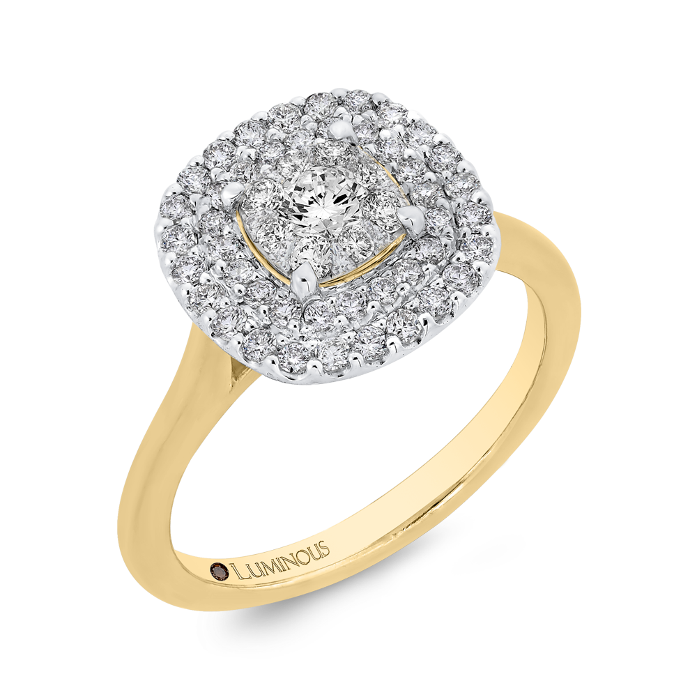 Round Diamond Engagement Ring in 14K Two Tone Gold