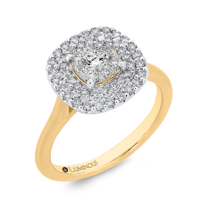 Round Diamond Engagement Ring in 14K Two Tone Gold