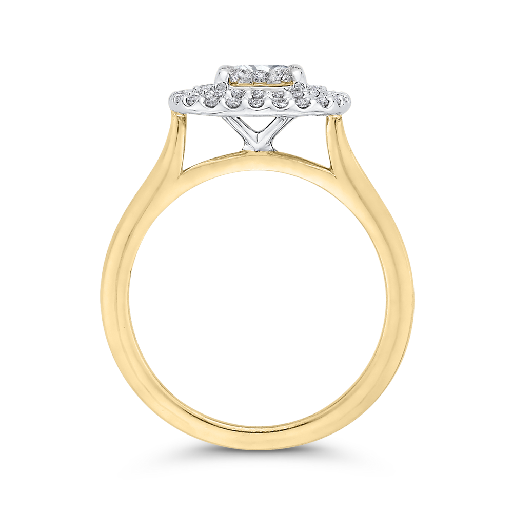 Round Diamond Engagement Ring in 14K Two Tone Gold