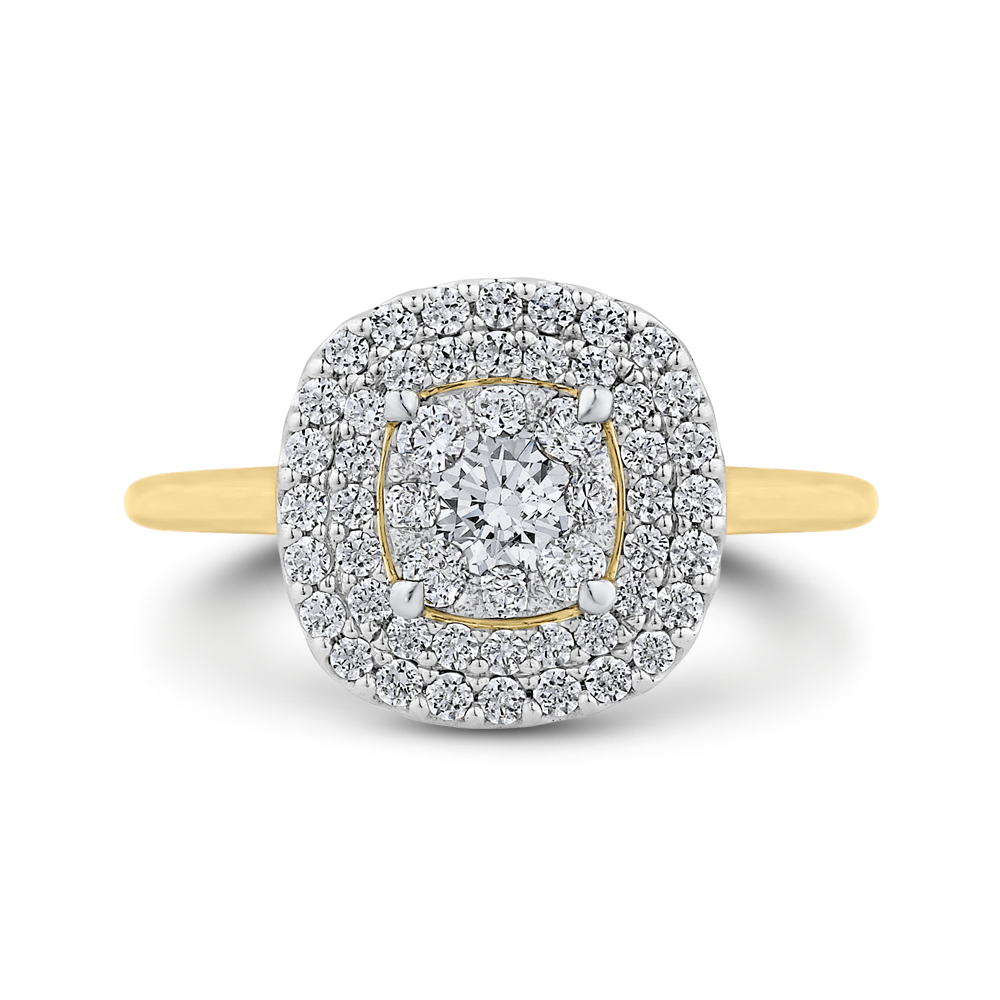 Round Diamond Engagement Ring in 14K Two Tone Gold