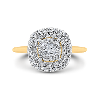 Round Diamond Engagement Ring in 14K Two Tone Gold