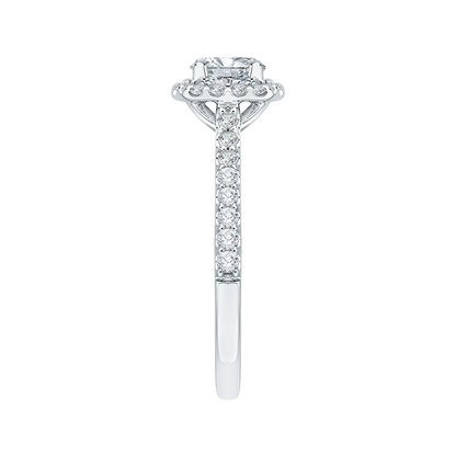 14K White Gold Round Diamond Halo Engagement Ring