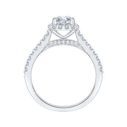 14K White Gold Round Diamond Halo Engagement Ring