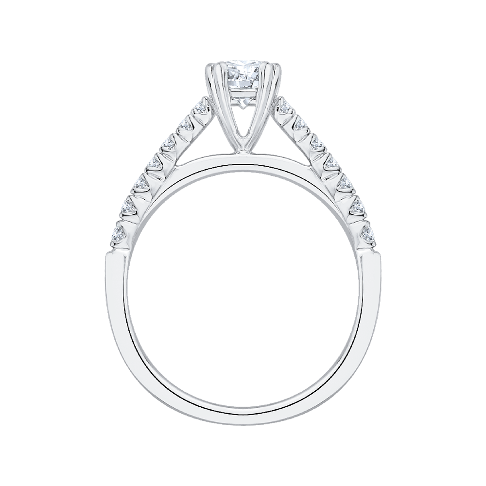 Round Diamond Cathedral Style Engagement Ring in 14K White Gold