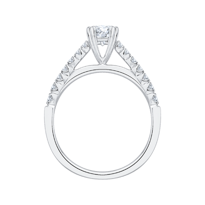 Round Diamond Cathedral Style Engagement Ring in 14K White Gold