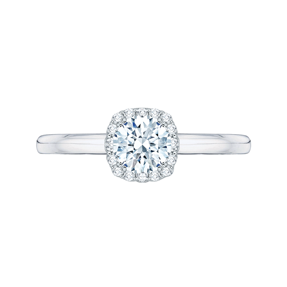 Round Diamond Halo Engagement Ring in 14K White Gold