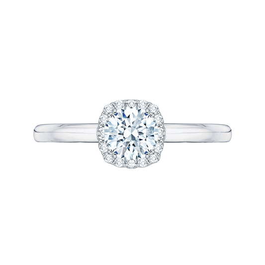 Round Diamond Halo Engagement Ring in 14K White Gold