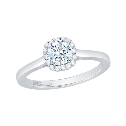 Round Diamond Halo Engagement Ring in 14K White Gold