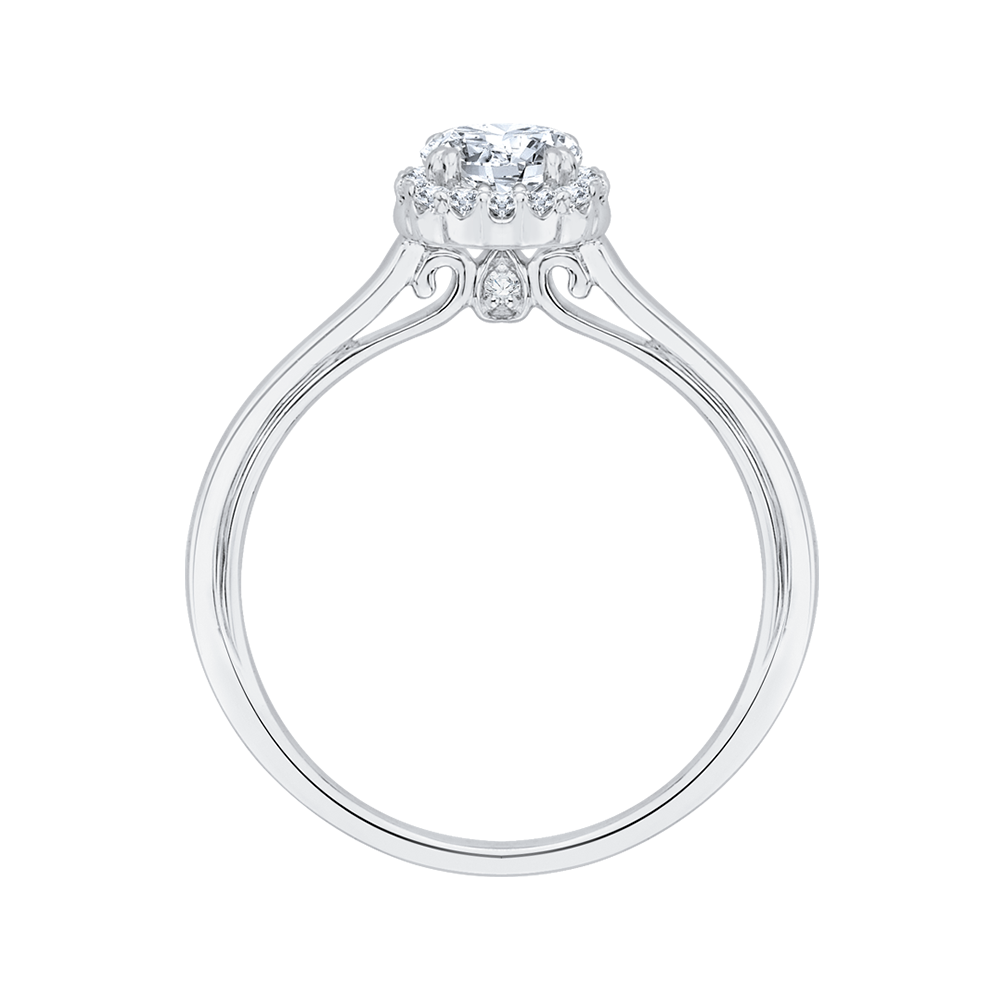 Round Diamond Halo Engagement Ring in 14K White Gold