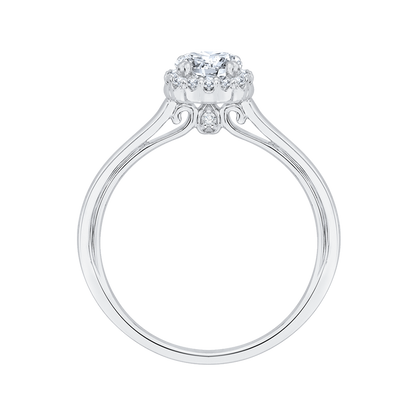 Round Diamond Halo Engagement Ring in 14K White Gold