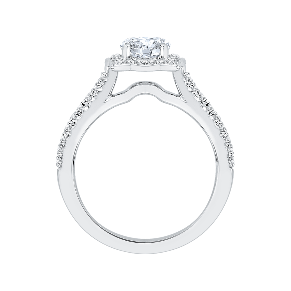 Diamond Halo Vintage Engagement Ring in 14K White Gold