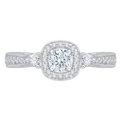 Round Diamond Halo Engagement Ring in 14K White Gold