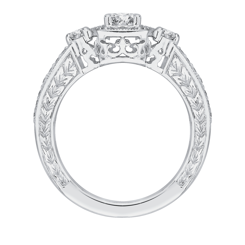 Round Diamond Halo Engagement Ring in 14K White Gold