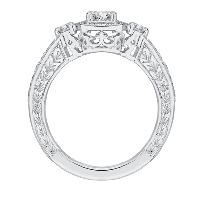 Round Diamond Halo Engagement Ring in 14K White Gold