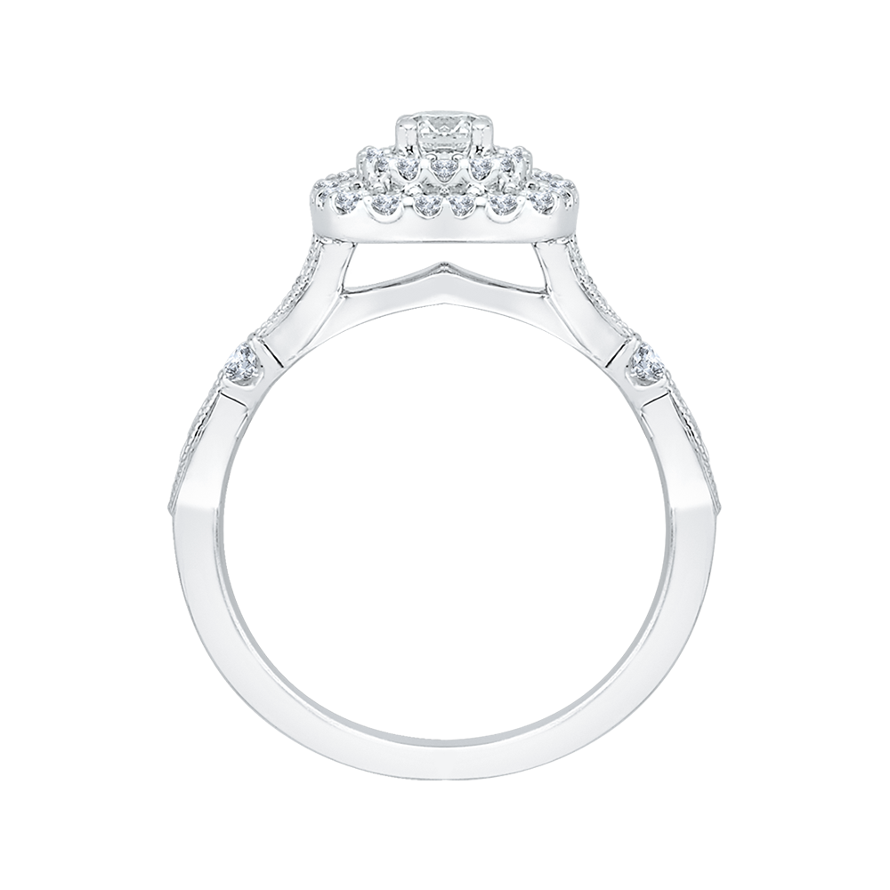 Diamond Double Halo Engagement Ring in 14K White Gold